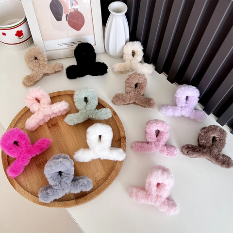 Plüsch Haarklammer Kunstpelz Flauschig Große Shark Haarnadel Herbst Winter Elegant Koreanischer Stil Damen Accessoires