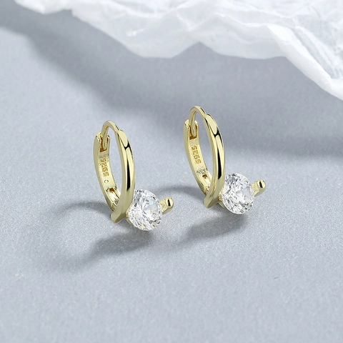 925 Sterling Silber Runde Creolen Für Damen Minimalistisch Strass Zierlich Täglich Schmuck Zubehör Individuell Mode Geschenk