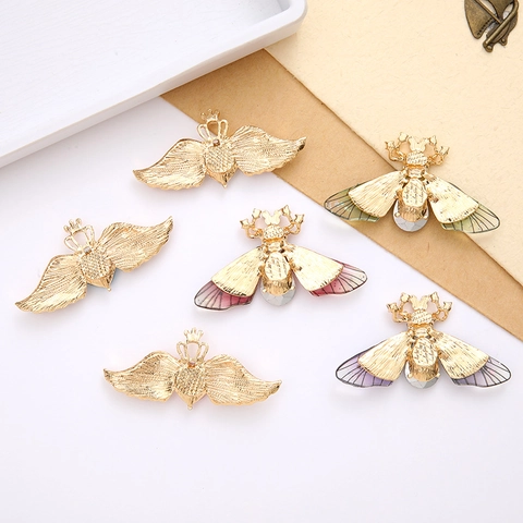 Zinklegierung Strass Engel Flügel Herz Und Edelstein Biene Insekt Schmuckherstellung Charms Brosche Pin DIY Zubehör Mode