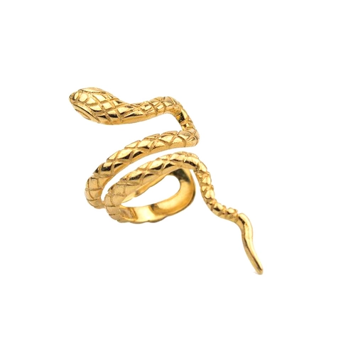 Schlange Ohrmanschette 18K Vergoldet Kupfer Texturiert Tier Wickel Non Piercing Ohrring Für Damen Retro Persönlichkeit