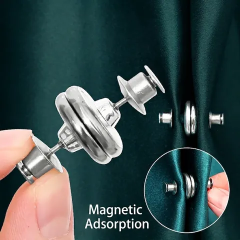 Curtain Magnetic Buckles Zinc Alloy Removable Pin Buttons Closure Strong Magnetism Light Blocking For Window Shower Drapes