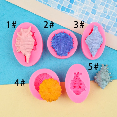 Ocean Theme Silicone Mold Shell Conch Sea Urchin For Fondant Baking Cake Decoration DIY Craft Handmade Soap Marine Life Style