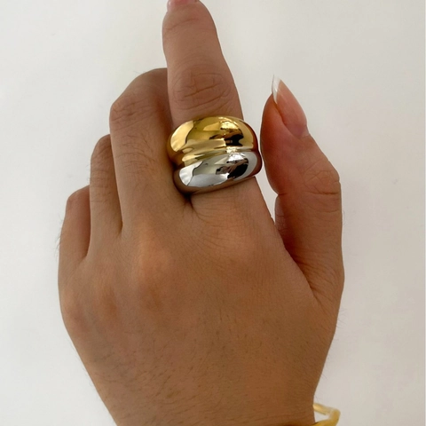Anillos De Acero Inoxidable 316l De Color Sólido Estilo Clásico Minimalista De Hip-hop Chapados En Oro De 18k