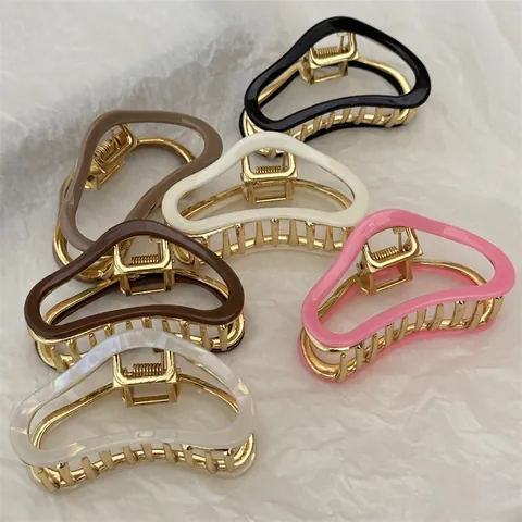 Hair Claw Clip Acetate Alloy Cloud Wave Shape Elegant Nonslip Strong Hold Simple Korean Style Women Hair Accessory