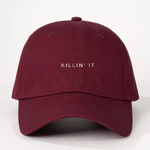 Killin' It Letter Print Baseball Cap Adjustable Polyester Curved Brim Outdoor Sun Protection Sports Hat For Women