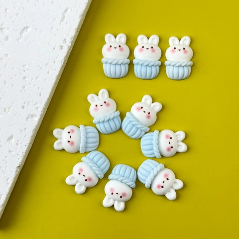 Cute Rabbit Strawberry Resin Charms Kawaii Cartoon DIY Scrapbooking Accessories For Phone Case Hair Clips Crafting Decor