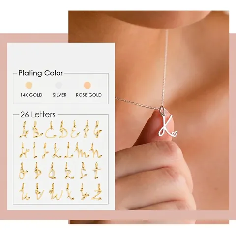 Initial Alphabet Heart Pendant Necklace Stainless Steel Minimalist Personalized Letter Jewelry For Women Adjustable Chain