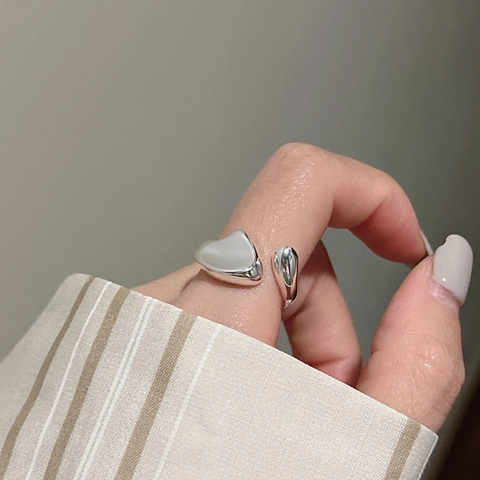 925 Sterlingsilber Unregelmäßiger Konkaver Offener Ring Für Damen Minimalistisches Flüssigmetall Polierter Verstellbarer Fingerring Schmuck