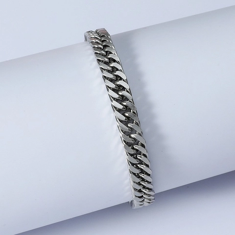 Hip-Hop Titaniumstaal Cubaanse Schakel Sieraden Voor Dames Heren High Street Kleurecht Zilver Armband Ketting Combinatie