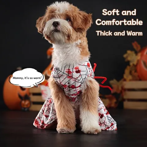 Halloween Hunde Kleidung Blutiges Spinnennetz Kleid Jumpsuit Weich Warm Kristall Samt Horror Party Bekleidung Für Hunde