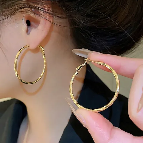 Orecchini A Cerchio Rotondi Intrecciati Per Donna Gioielli Ottone Placcato Oro Con Perno Argento Sterling 925 Stile Minimalista