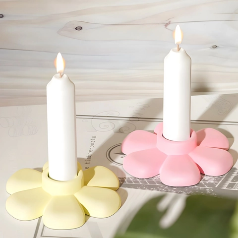 Flower Candlestick Silicone Mold Diy Epoxy Resin Casting For Aromatherapy Long Candle Holder Storage Ornament Decor