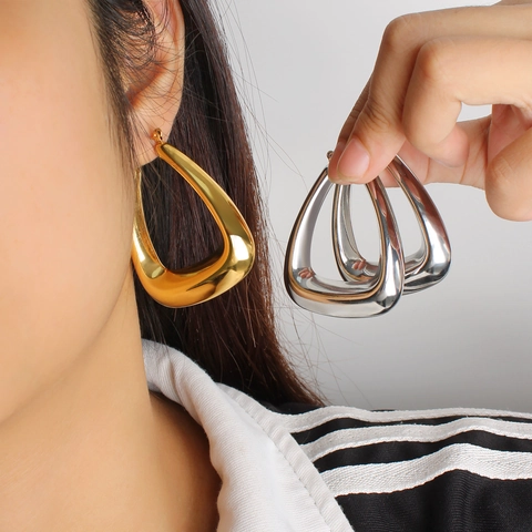 Pendientes de Aro Geométricos en Forma de U de Acero Inoxidable para Mujer Grandes Oro Plata Joyería de Moda Minimalista