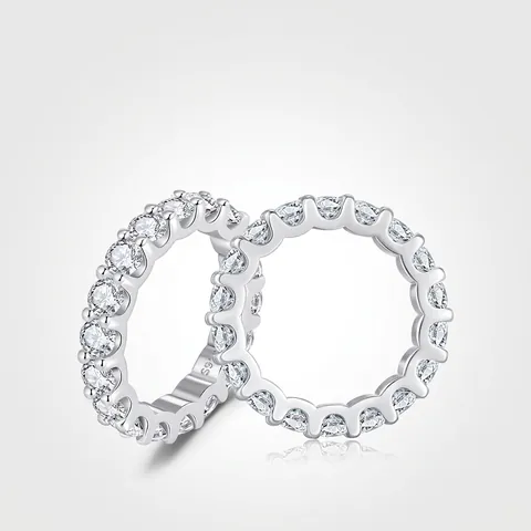 Eternity Ring 925 Sterling Silver Moissanite D Color VVS1 Round Brilliant Cut Sparkling Elegant Band Jewelry For Women