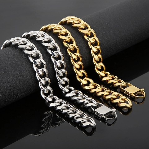Collana E Bracciale A Catena Cuban Link Hip Hop Da Uomo In Acciaio Inossidabile Al Titanio Gioielli Punk Rock