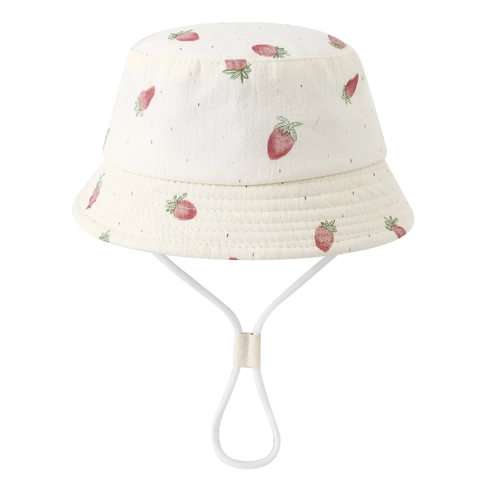 Cappello Alla Pescatora Bambini Poliestere Traspirante Protezione Solare Esterno Stampa Cartoni Cinturino Regolabile