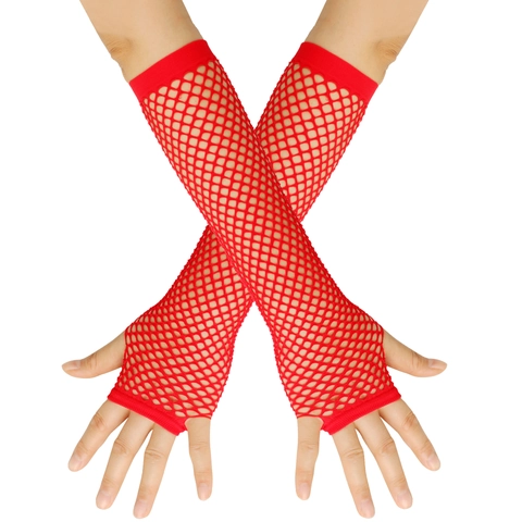 Long Fishnet Gloves Neon Sexy Fingerless Mesh Arm Sleeves Nylon Spandex Elastic Punk Nightclub Party Wear Women