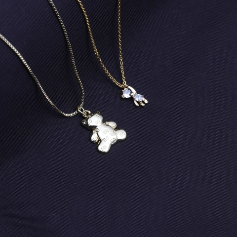 Collana Con Ciondolo Orsetto Catena Box Oro Placcato Rame Con Zircone Gioielli Regalo Per Donne Ragazze