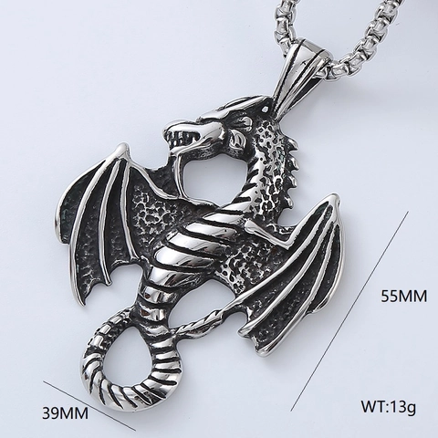 Roestvrijstalen Hanger Ketting Vintage Gotisch Dier Draak Arend Vleugels Eenhoorn Uil Visgraat Sieraden Voor Heren Dames