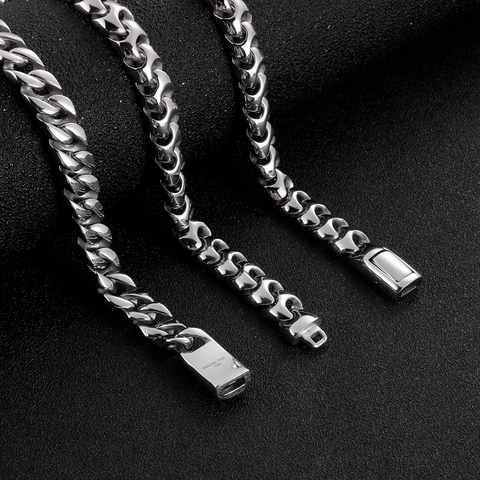 Pulsera De Cadena Cubana Acero Inoxidable 316L Pulido Estilo Industrial Hip Hop Para Hombres