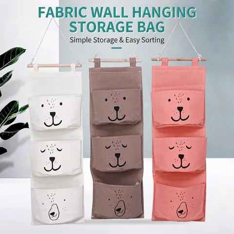 Wandbehang Aufbewahrungstasche Baumwolle Leinen Wasserdicht Mehrere Taschen Cartoon Tier Design Zuhause Wohnheim Organisation