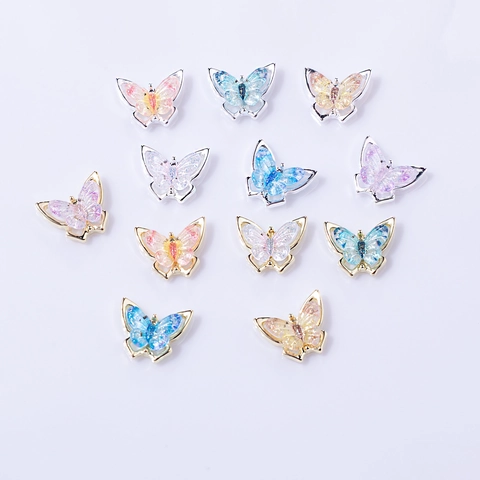 Butterfly Nail Art Charms Alloy Metal Sparkling Colorful 3D DIY Decoration Manicure Jewelry For Women