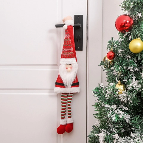Kerst Deurklink Ornamenten Gebreid Pluche Lange Benen Kerstman Sneeuwpop Rendier Huis Vakantie Decoratie