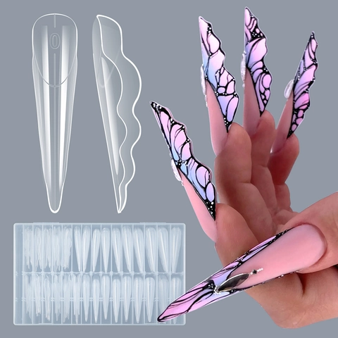 Forme Per Allungamento Unghie Farfalla Dual Forms Trasparenti Per Poly Gel Costruzione Rapida Stiletto Extra Lunghe