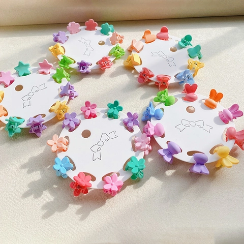 Mini Hair Claws Matte Plastic Macaron Colors Flower Heart Star Shapes Korean Style Cute Hair Accessories For Girls Women