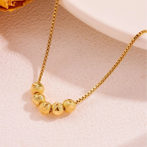 Collana Con Ciondolo A Più Perle Tonde Acciaio Inossidabile Satinato Testurizzato Placcato Oro Gioielli Minimalisti Per Donna