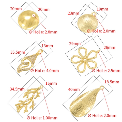 Ciondoli Vintage In Ottone Per Creazione Gioielli Texture Martellata Fiore Corallo Conchiglia Charms Con Perla Artificial Sintetica Zircone