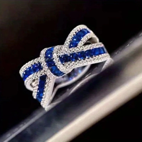 Bogen Schleife Kreuz Ring Kupfer Mit Zirkon Elegant Mode Luxus Schmuck Für Frauen