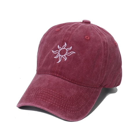 Cappello Da Baseball In Cotone Lavato Ricamo Sole Regolabile Vintage Protezione Solare Streetwear