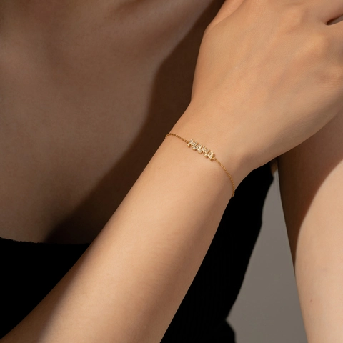 925 Sterling Silver MAMA Letter Bracelet Zircon Inlaid Dainty Chain Adjustable For Women Mother Jewelry Gift Minimalist