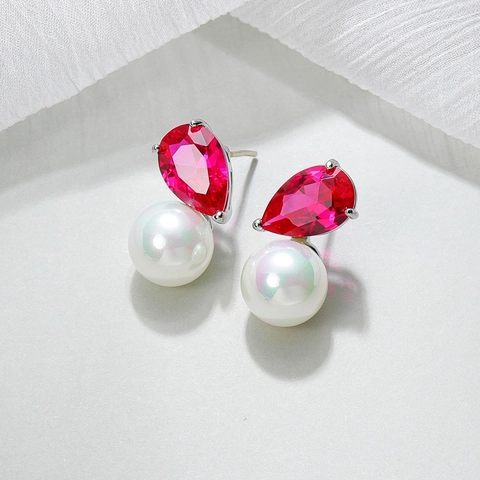 Koperen Zirconia Druppel Parel Oorbellen Met 925 Sterling Zilveren Stift Ingelegde Oorknopjes Voor Vrouwen Sieraden Cadeau