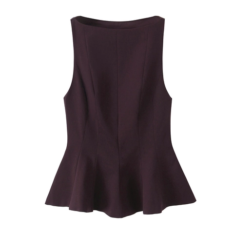 Top Smanicato Con Peplum Donna Elegante Aderente Orlo Con Volant Girocollo Casual Ufficio Righe Tinta Unita Poliestere Blusa