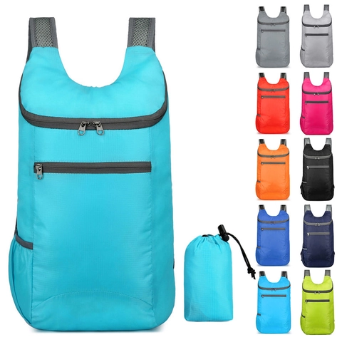 Foldable Backpack With Storage Pouch Oxford Cloth Water Resistant Lightweight Large Capacity Outdoor Travel Fitness Hiking