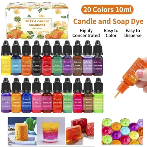 Liquid Colorant Pigment Concentrated For Handmade DIY Candle And Soap Making Highly Saturated Dye Leak Proof Bottle