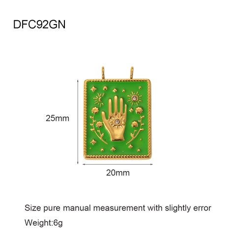 Stainless Steel Enamel Charms Pendants 14K Gold Plated Hamsa Hand Evil Eye Tarot Style DIY Jewelry Making Accessories