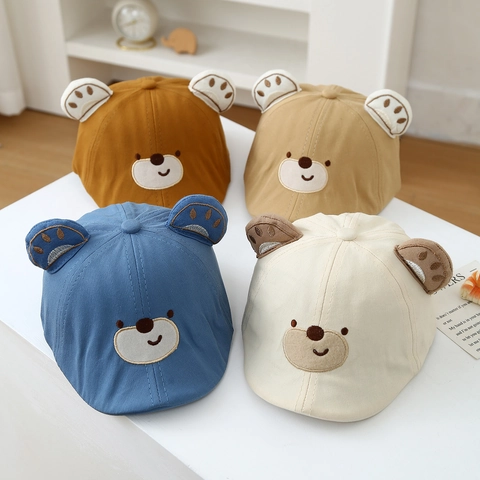 Baby Katoenen Baret Cartoon Berenoren Borduurwerk Verstelbare Zonneklep Outdoor Pet Voor Peuters Kleuters