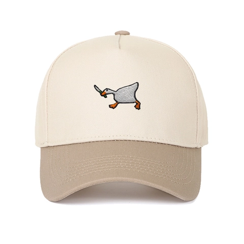 Baseball Cap Cotton Embroidery Goose Holding Knife Meme Funny Sunshade Adjustable Contrast Color Hat For Men Women