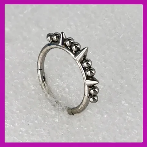 Septum Clicker Nose Ring Hoop 316L Surgical Stainless Steel Spiked Beads Punk Body Piercing Jewelry Unisex