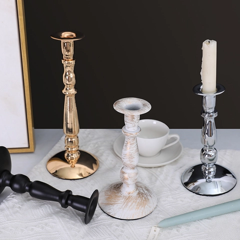 Vintage European Style Metal Candle Holders With Taper Candles For Table Centerpiece Wedding Home Decor Festive Stand