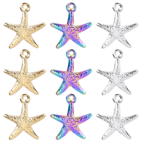 Seestern Anhänger Edelstahl Irisierend Gold Silber Ozean Strand Thema Charms DIY Schmuck Zubehör Mode