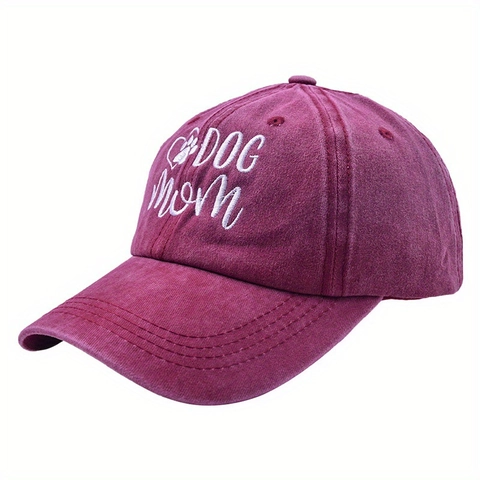 Gorra De Béisbol Bordada Dog Mom Algodón Lavado Estilo Vintage Protección Solar Sombrero Ajustable Mujer