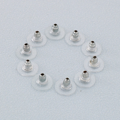 Earring Backs Stoppers Stainless Steel Silicone Clear Round Disc Pad Findings For Jewelry Making Crafting Supplies