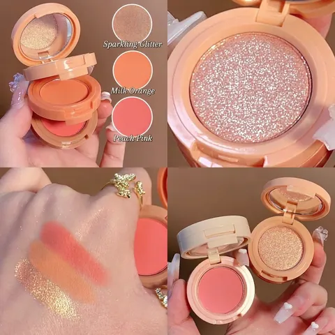 Highlighter Rouge Augenbrauenpuder Make-Up Palette Tragbares Rundes Gehäuse Mit Spiegel Matt Schimmer Gesichtskosmetik