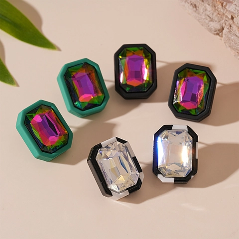 Orecchini A Lobo Con Strass Ottagonali Vintage Con Perno In Argento Sterling 925 Gioielli Geometrici In Rame Acrilico Donna