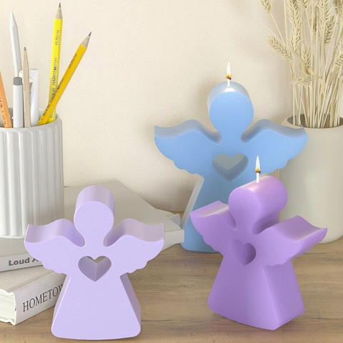 Angel Silicone Mold 3D Heart Wing Shape DIY Candle Making Epoxy Resin Plaster Casting Tool Home Decor