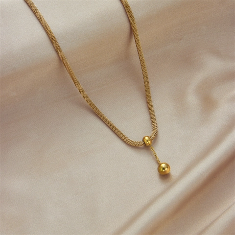 Collana Con Nappa Di Perle Dorate In Acciaio Inossidabile Catena Intrecciata A Maglia Pendente A Cilindro Cavo Minimalista Gioielli Da Donna